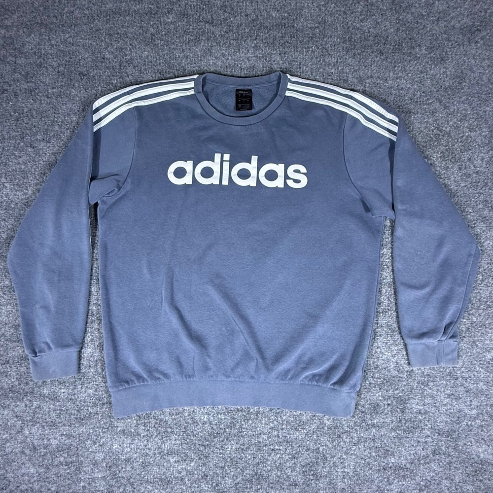 Adidas Essentials 3-Stripes Crewneck Sweatshirt Blue Large Sportswear